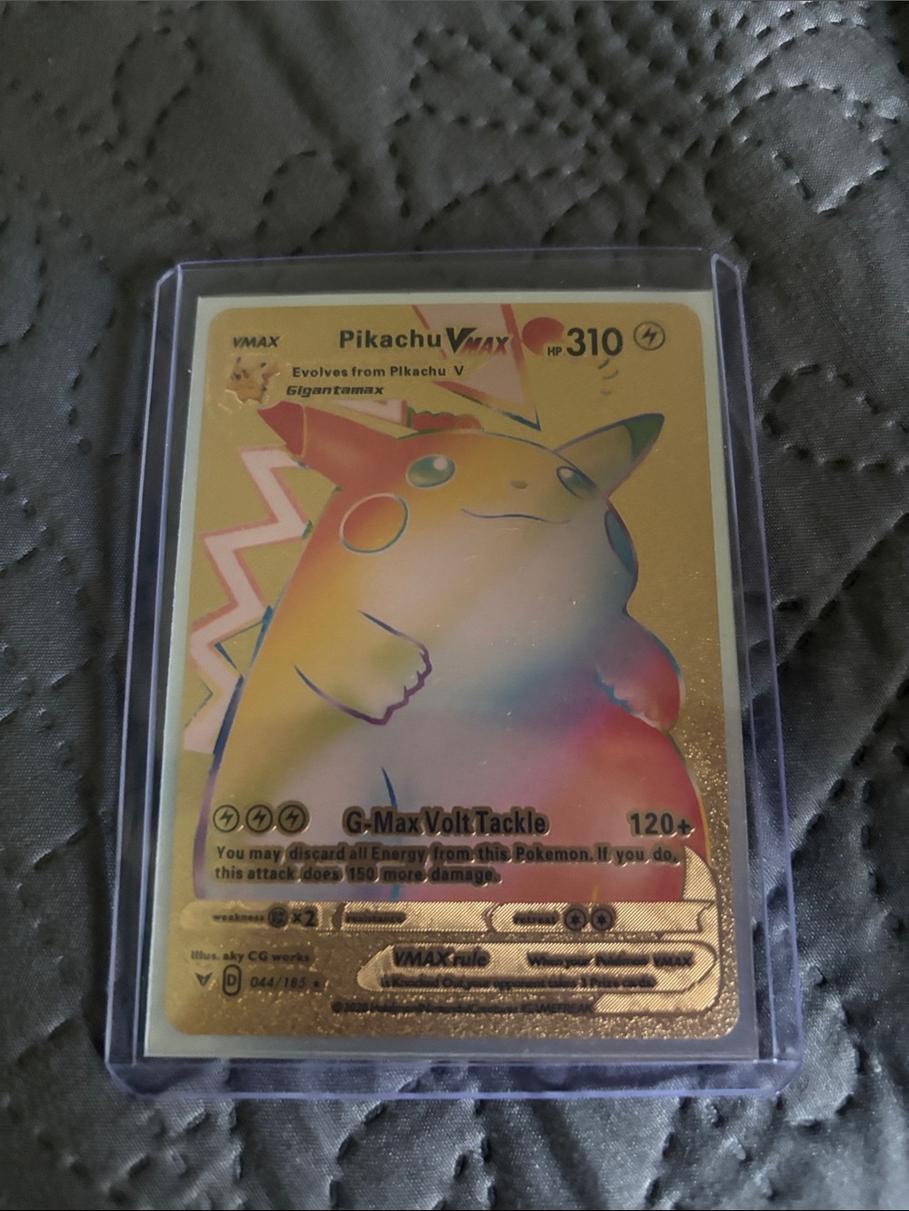 Pokemon Pikachu VMAX Rainbow Gold Holographic Card
